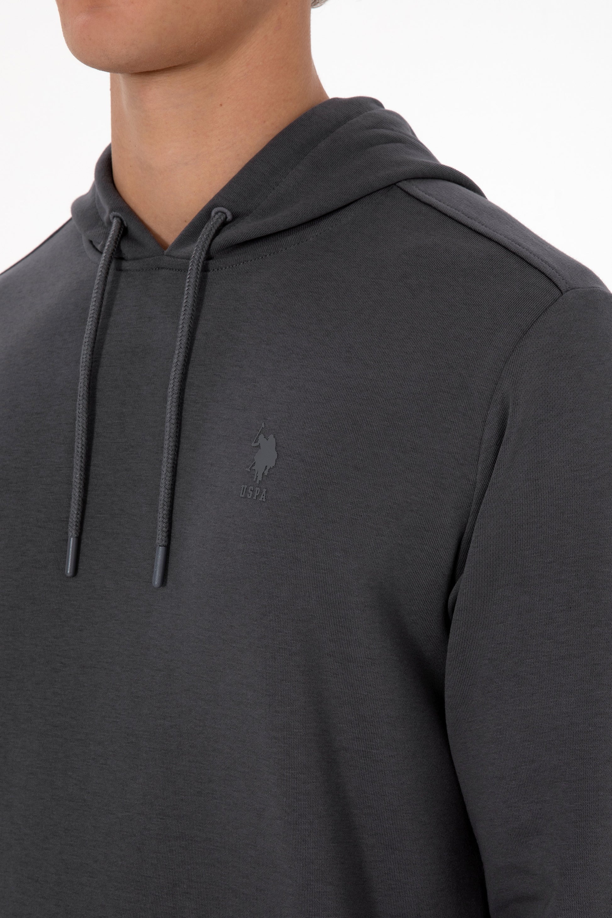 Erkek Regular Fit Kapişonlu Grı Basic Sweatshirt