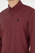 Men's Burgundy Long Sleeve Basic Shirt