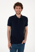 Men's Slim Fit Polo Neck Navy Basic T-Shirt