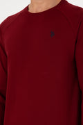 Men's Regular Fit Crew Neck Burgundy Basic Sweatshirt