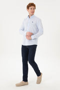 Men's Linen Look Light Blue Basic Shirt