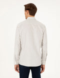 Navy Blue Slim Fit Striped Long Sleeve Shirt