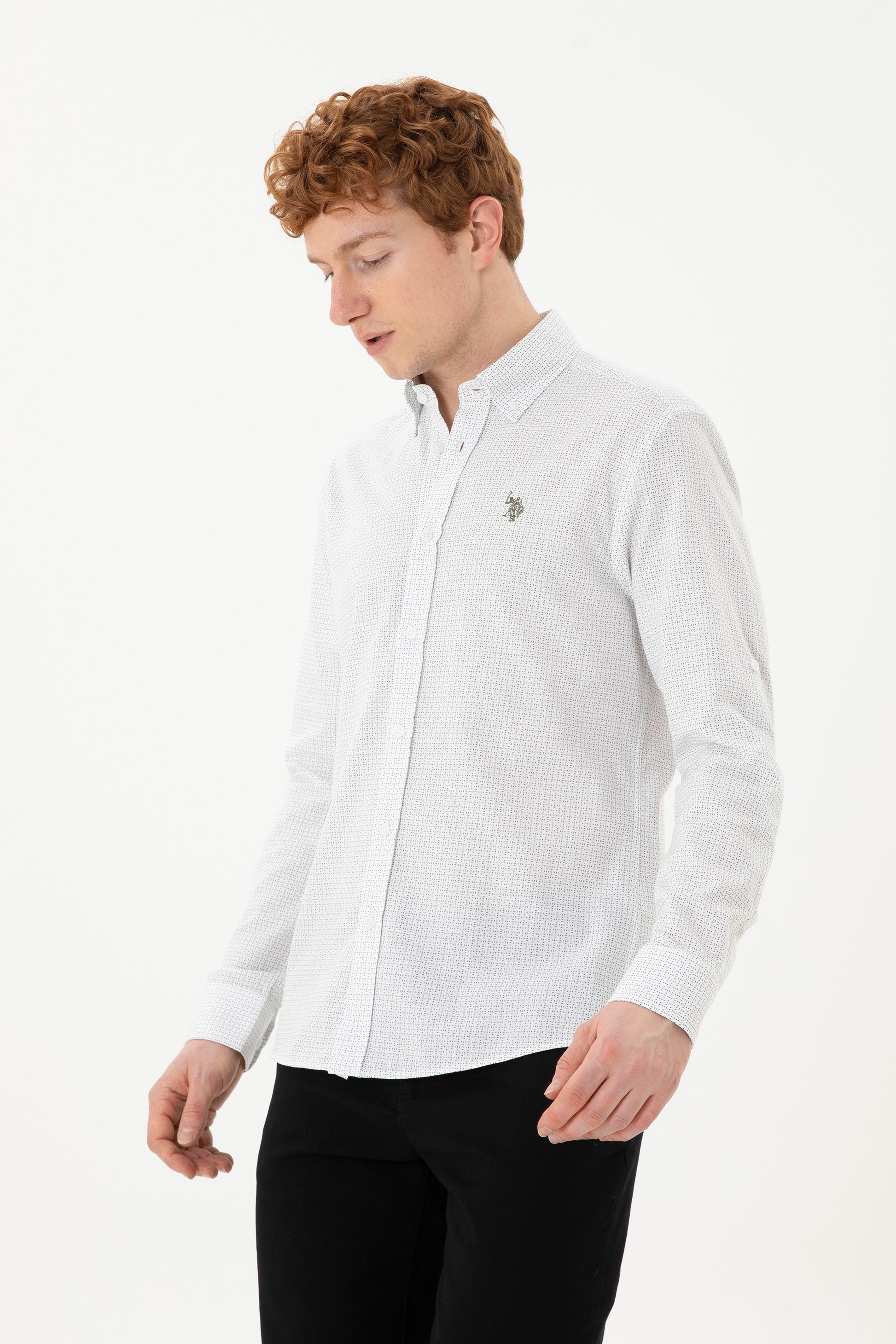 Men's Printed White Shirt