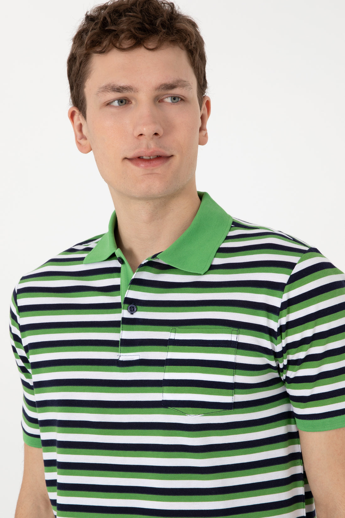 Men's Regular Fit Polo Neck Green T-shirt