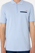 Men's Regular Fit Zipper Light Blue T-Shirt