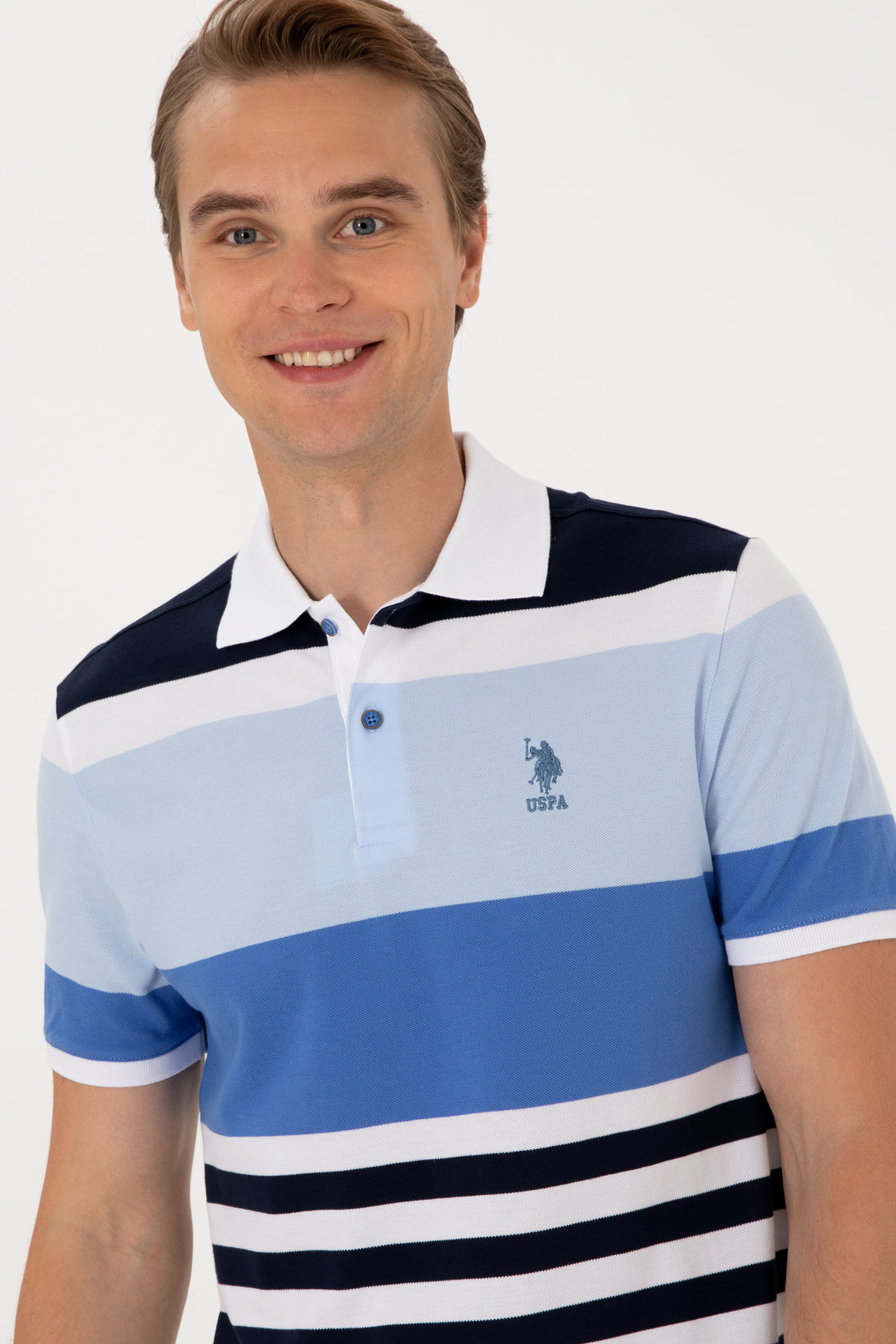 Men's Regular Fit Polo Neck Indigo T-Shirt