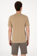 Men's Regular Fit Crew Neck Khaki T-Shirt