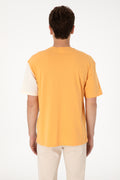 Men's Comfort Fit Crew Neck Orange T-Shirt