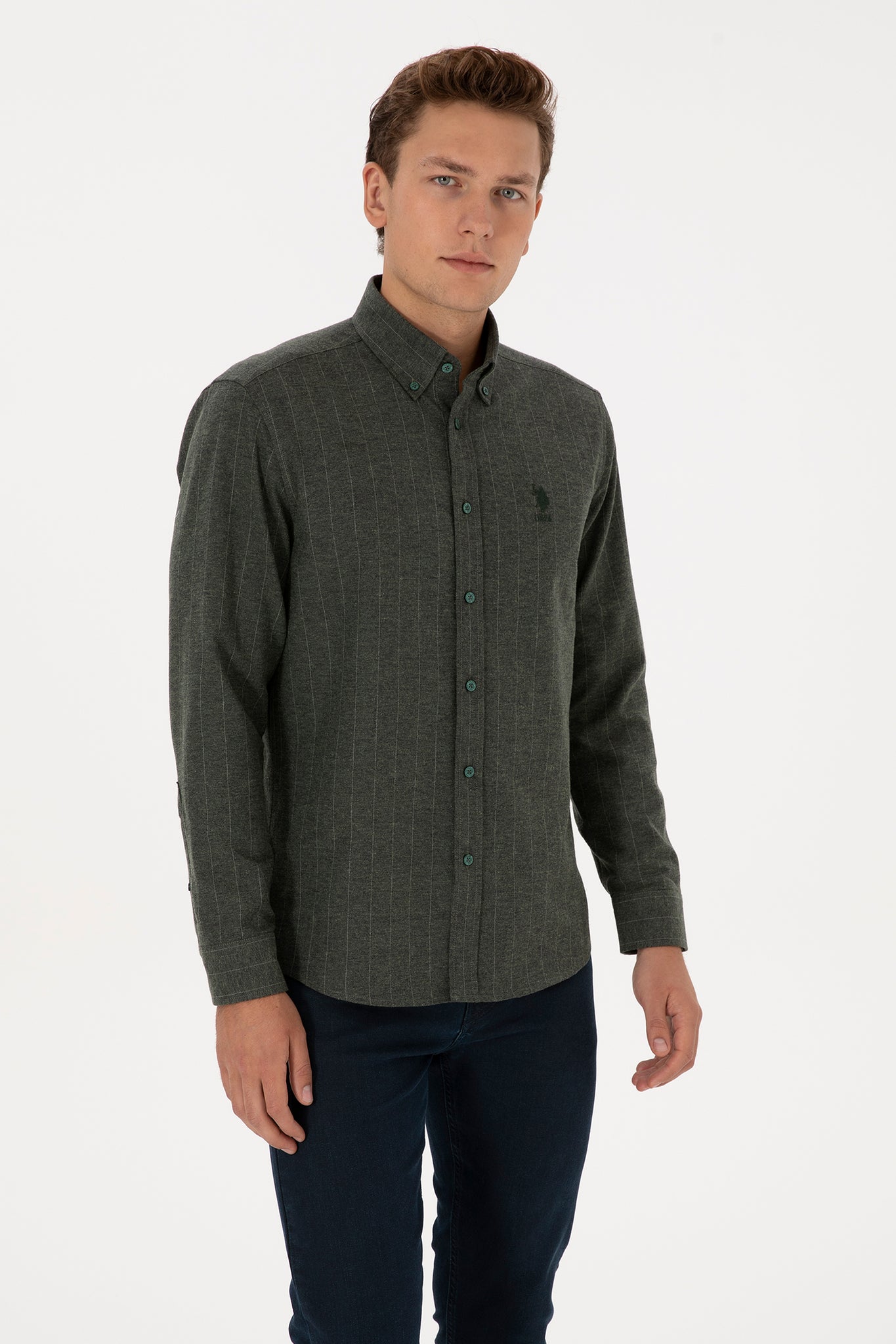 Men's Dark Green Long Sleeve Shirt