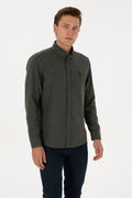 Men's Dark Green Long Sleeve Shirt