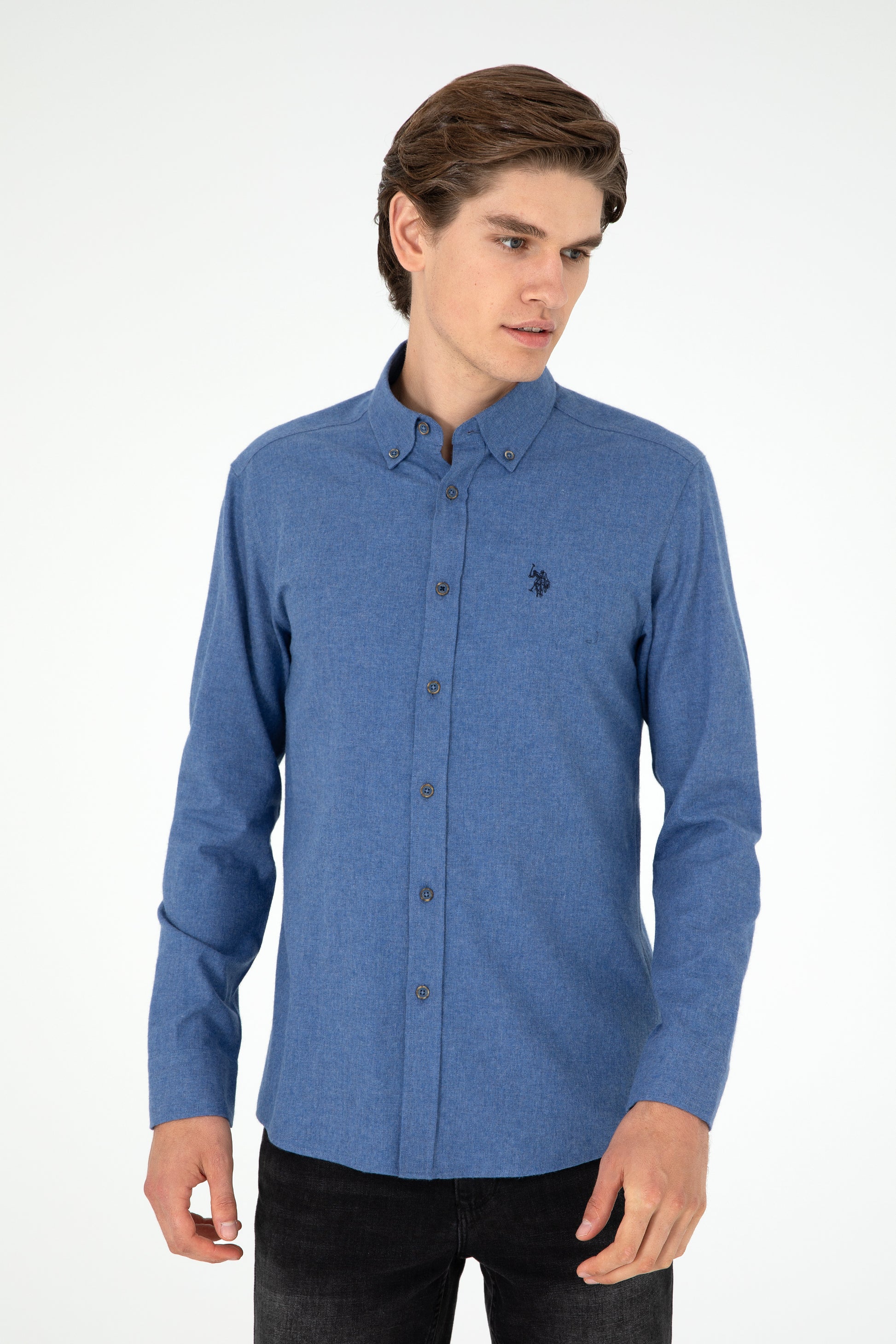 Men's Indigo Long Sleeve Basic Shirt