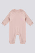 Baby Girl Powder Pink Patched 100% Cotton Jumpsuit