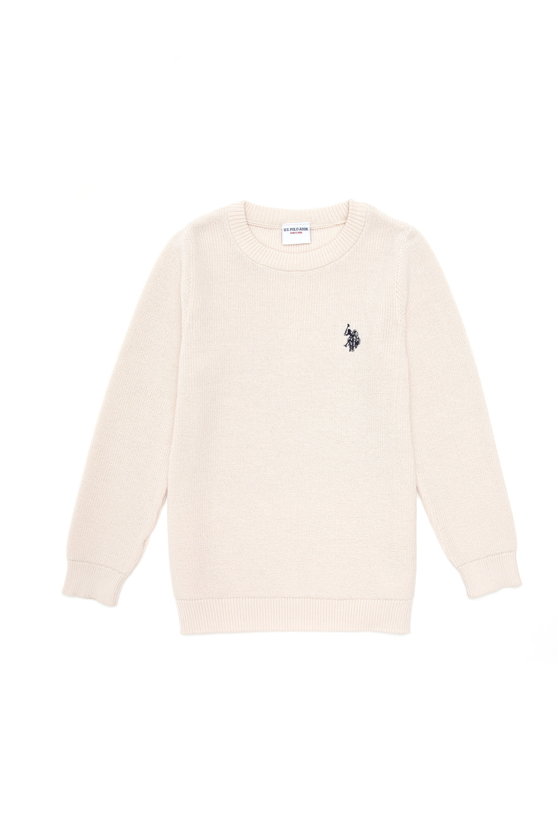 Girls' Cream Crew Neck Basic Sweater