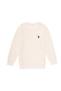 Girls' Cream Crew Neck Basic Sweater