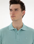 Dark Mint Slim Fit No-Fold Polo Neck Basic T-Shirt