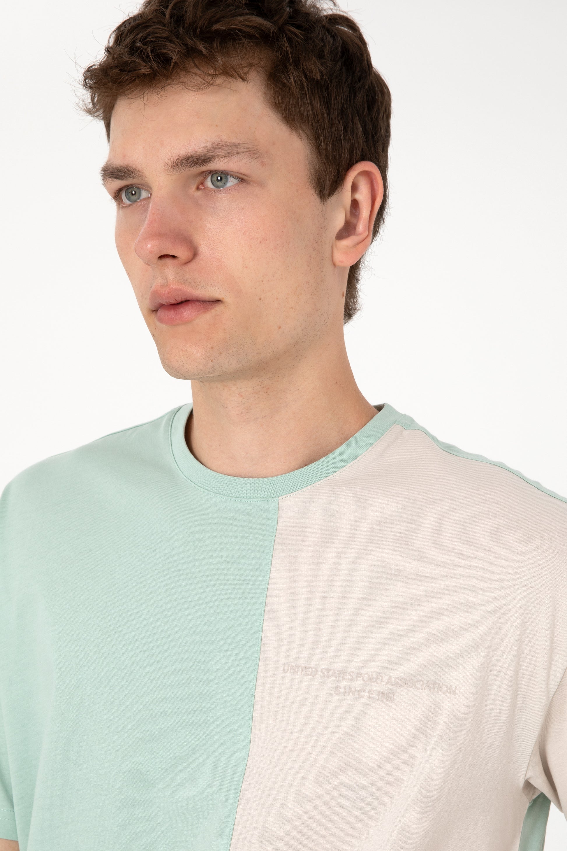 Men's Comfort Fit Crew Neck Water Green T-Shirt
