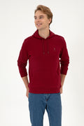 Erkek Regular Fit Kapişonlu Bordo Basic Sweatshirt