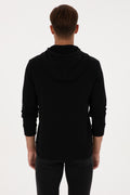 Erkek Regular Fit Kapişonlu Siyah Basic Sweatshirt