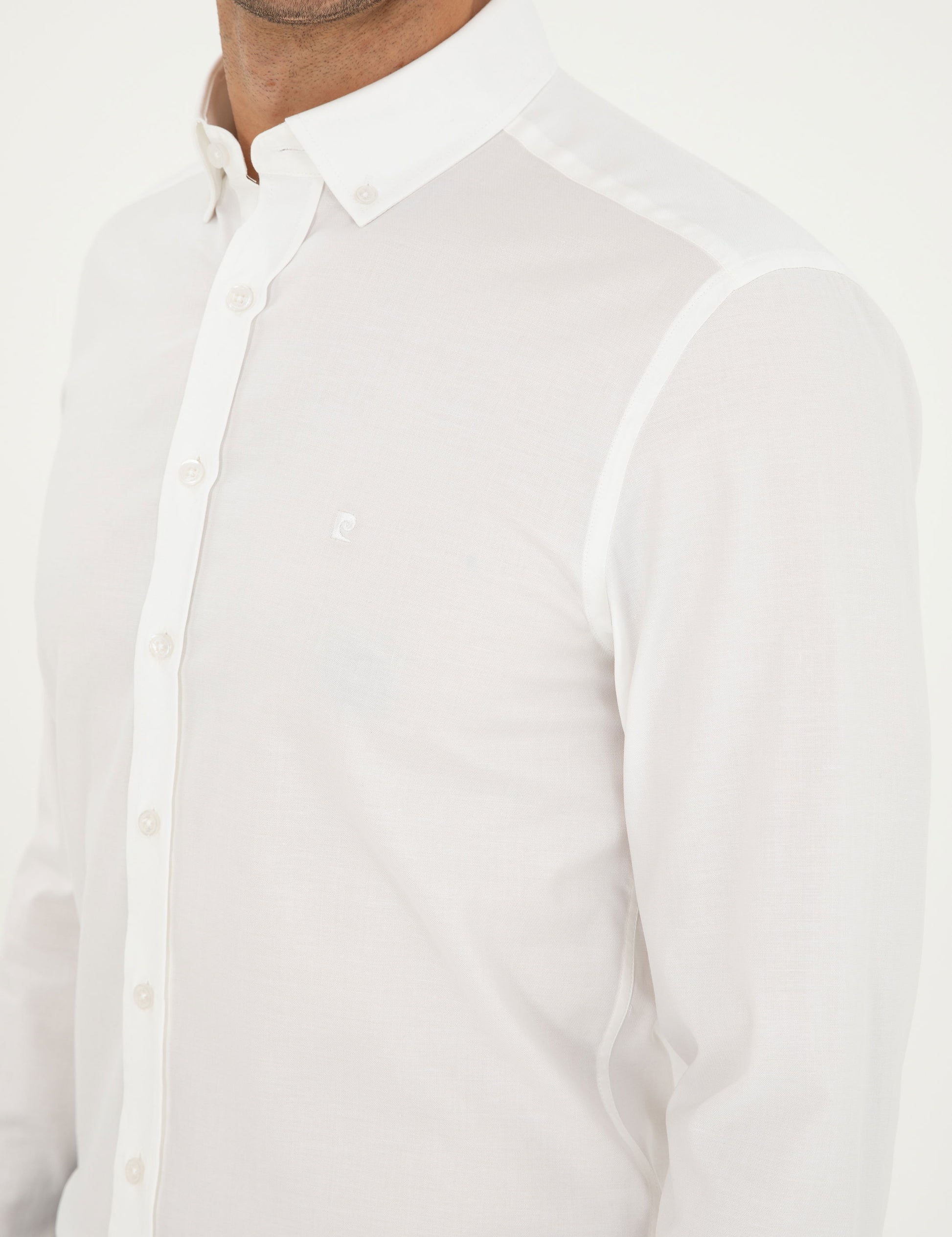 White Slim Fit Long Sleeve Shirt