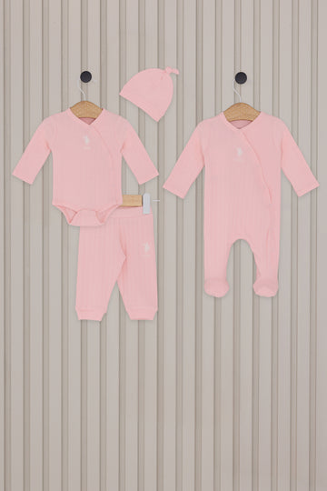 Baby Girl Light Pink 4-Piece Zipper Set