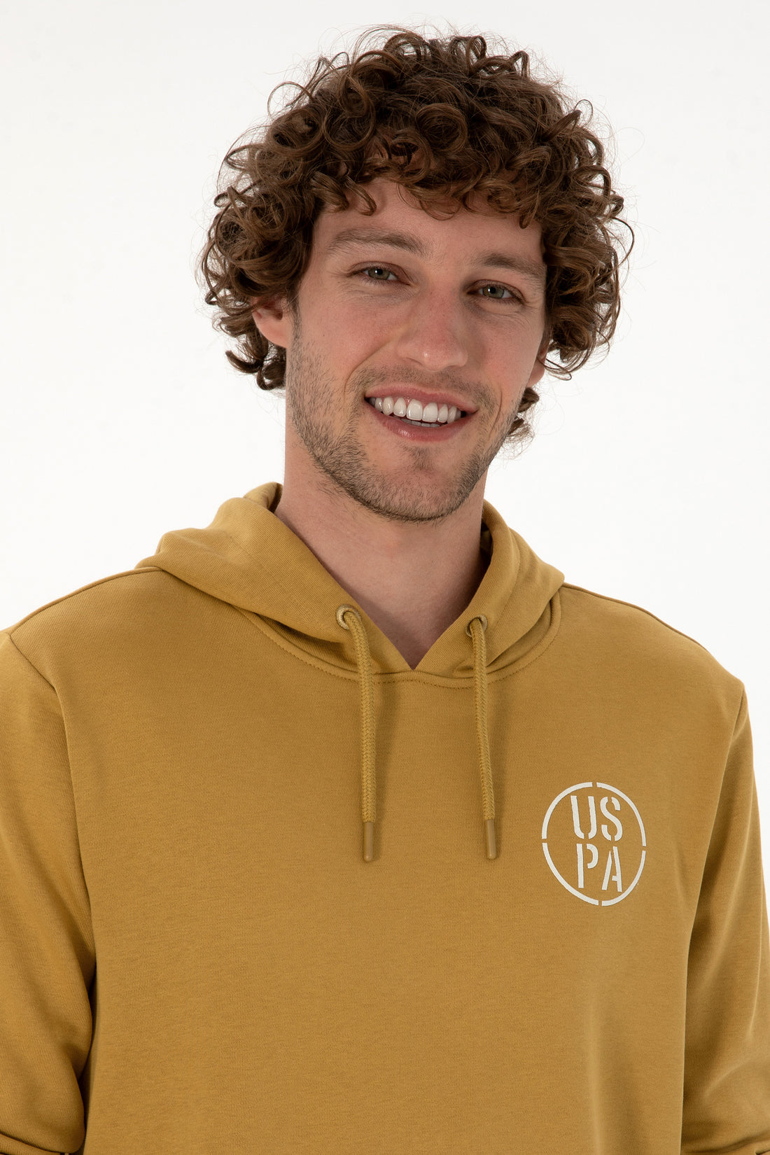 Erkek Regular Fit Kapişonlu Hardal Sweatshirt