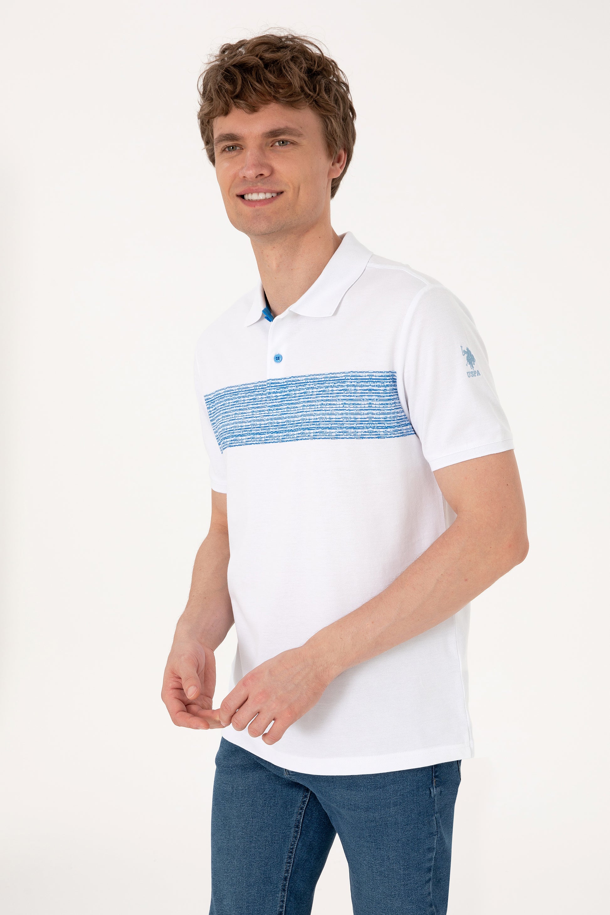 Men's Regular Fit Polo Neck White T-Shirt