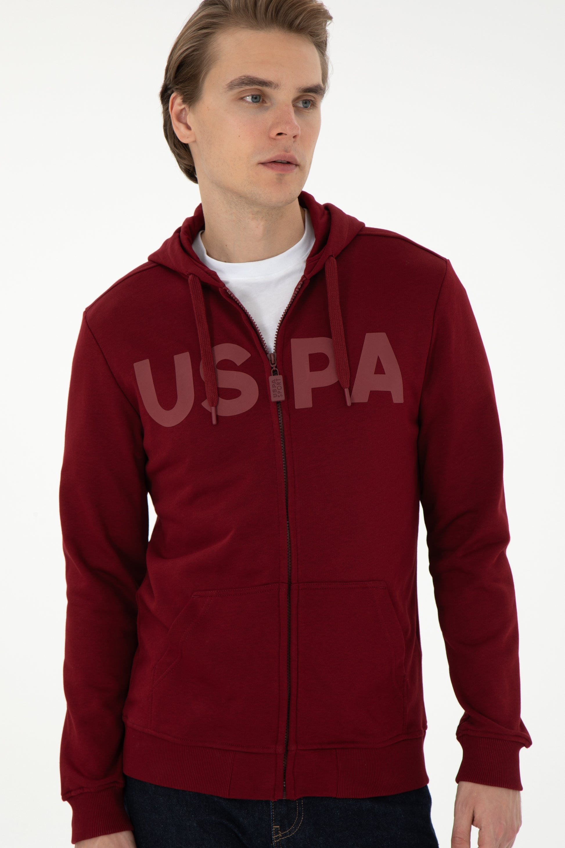 Men's Burgundy Knitted Cardigan