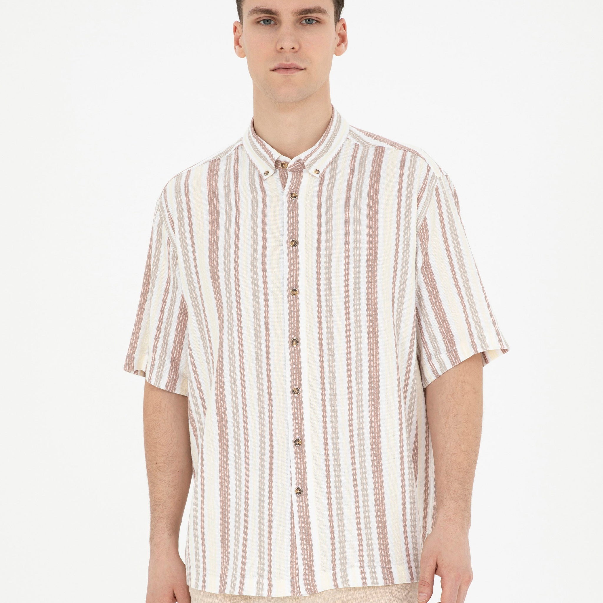 Brown Oversize Short Sleeve Shirt