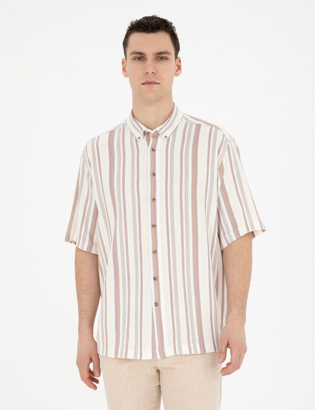 Brown Oversize Short Sleeve Shirt