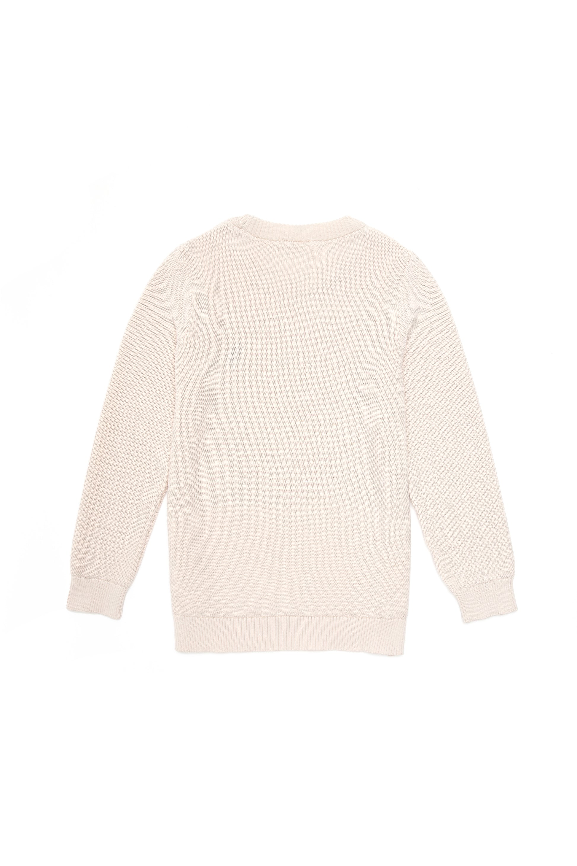 Girls' Cream Crew Neck Basic Sweater