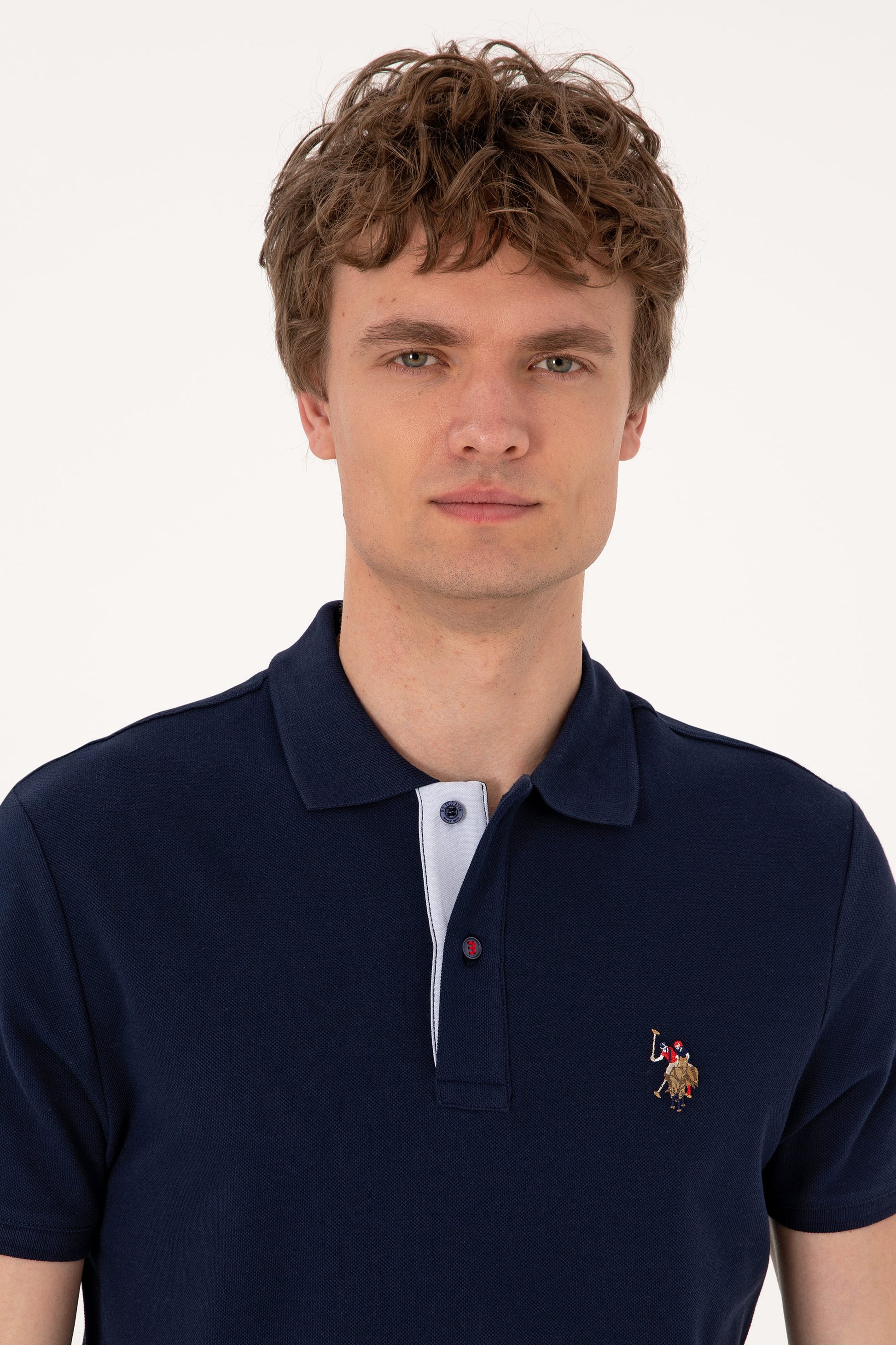Men's Slim Fit Polo Neck Navy Basic T-Shirt