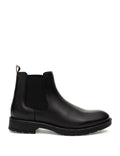 Black 100% Leather Rubber Sole Chelsea Boots