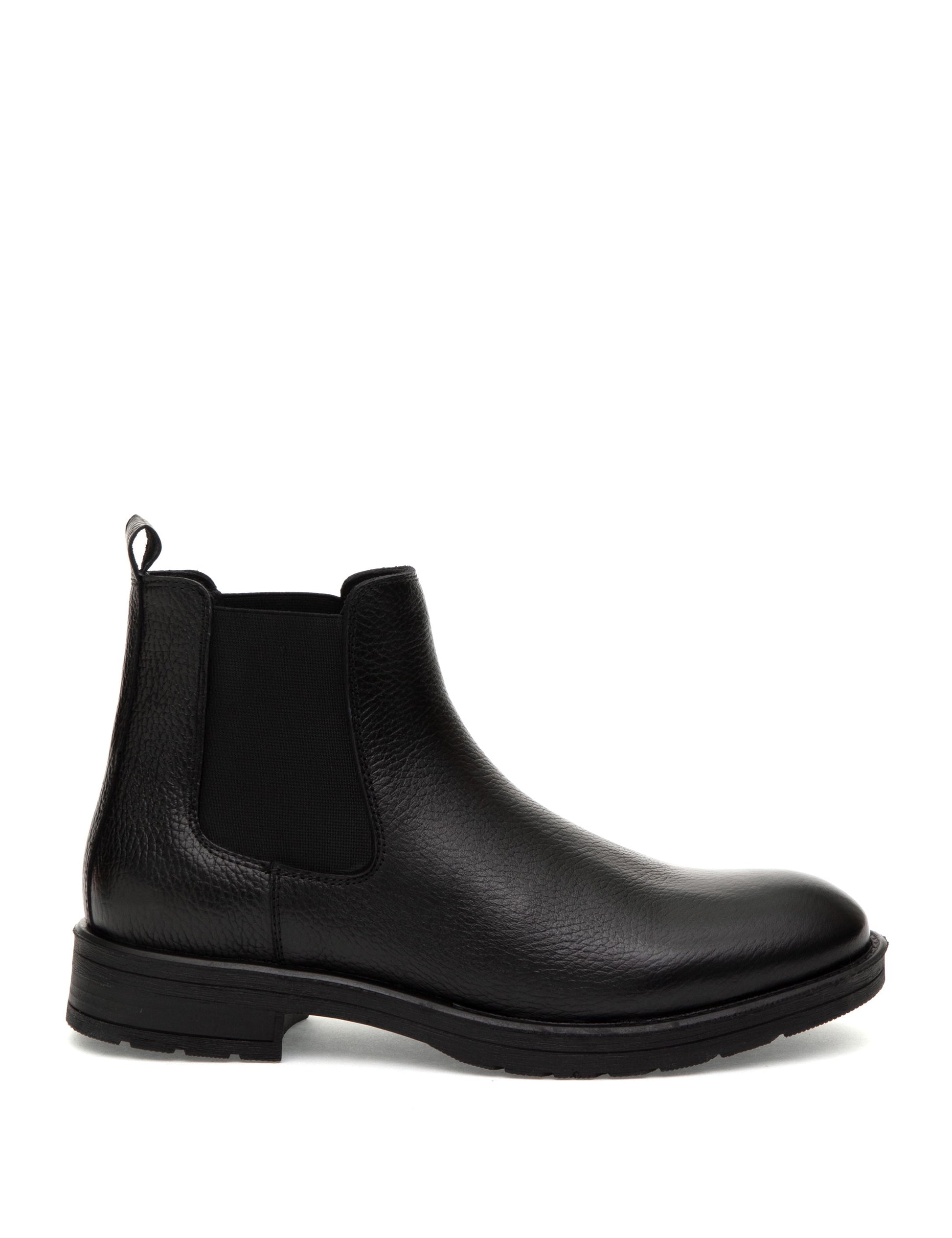 Black 100% Leather Rubber Sole Chelsea Boots