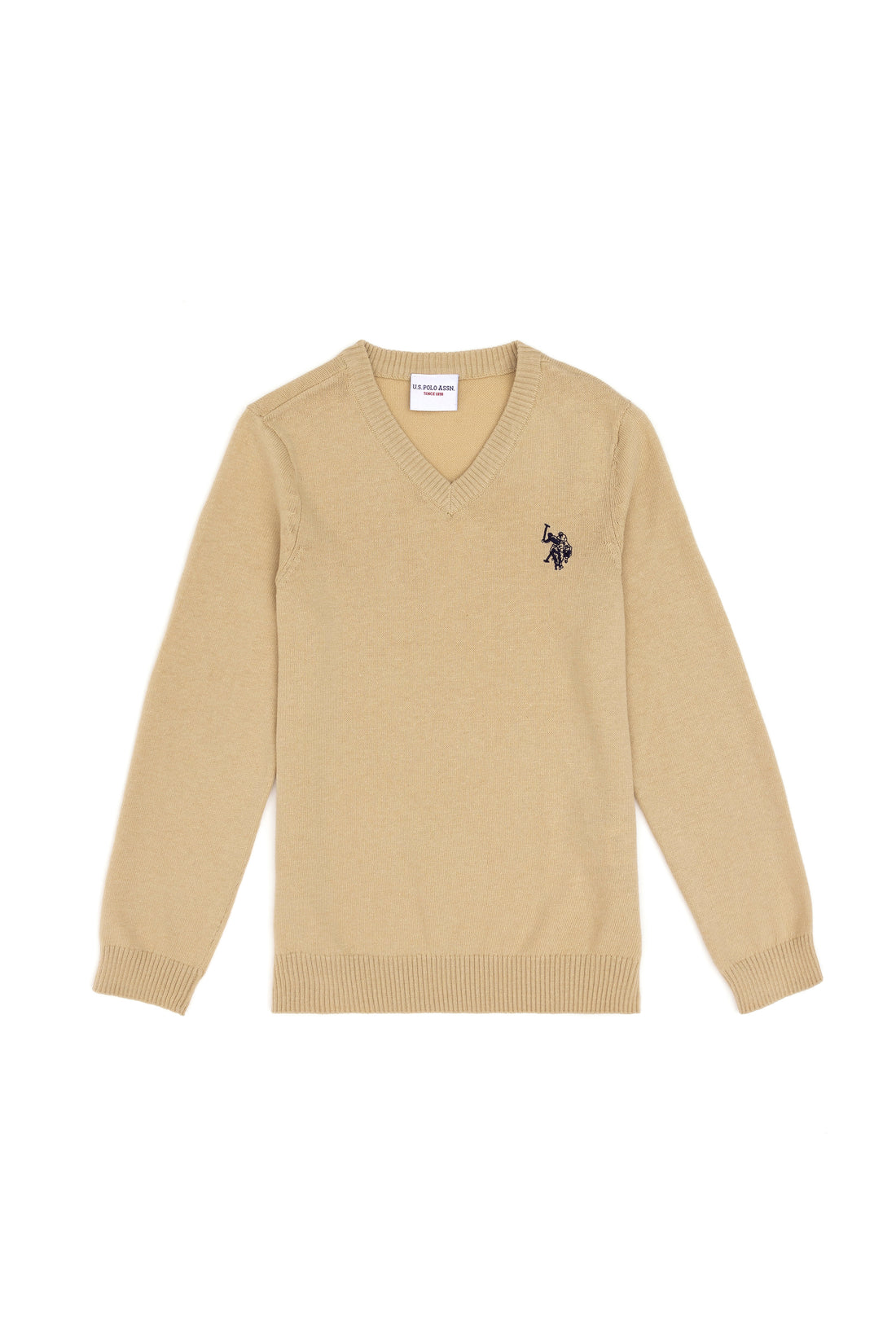 Boys' Outdoor Khaki Basic V Neck Sweater