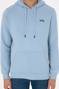 Men's Hooded Light Blue Basic Charcoal Sweatshirt