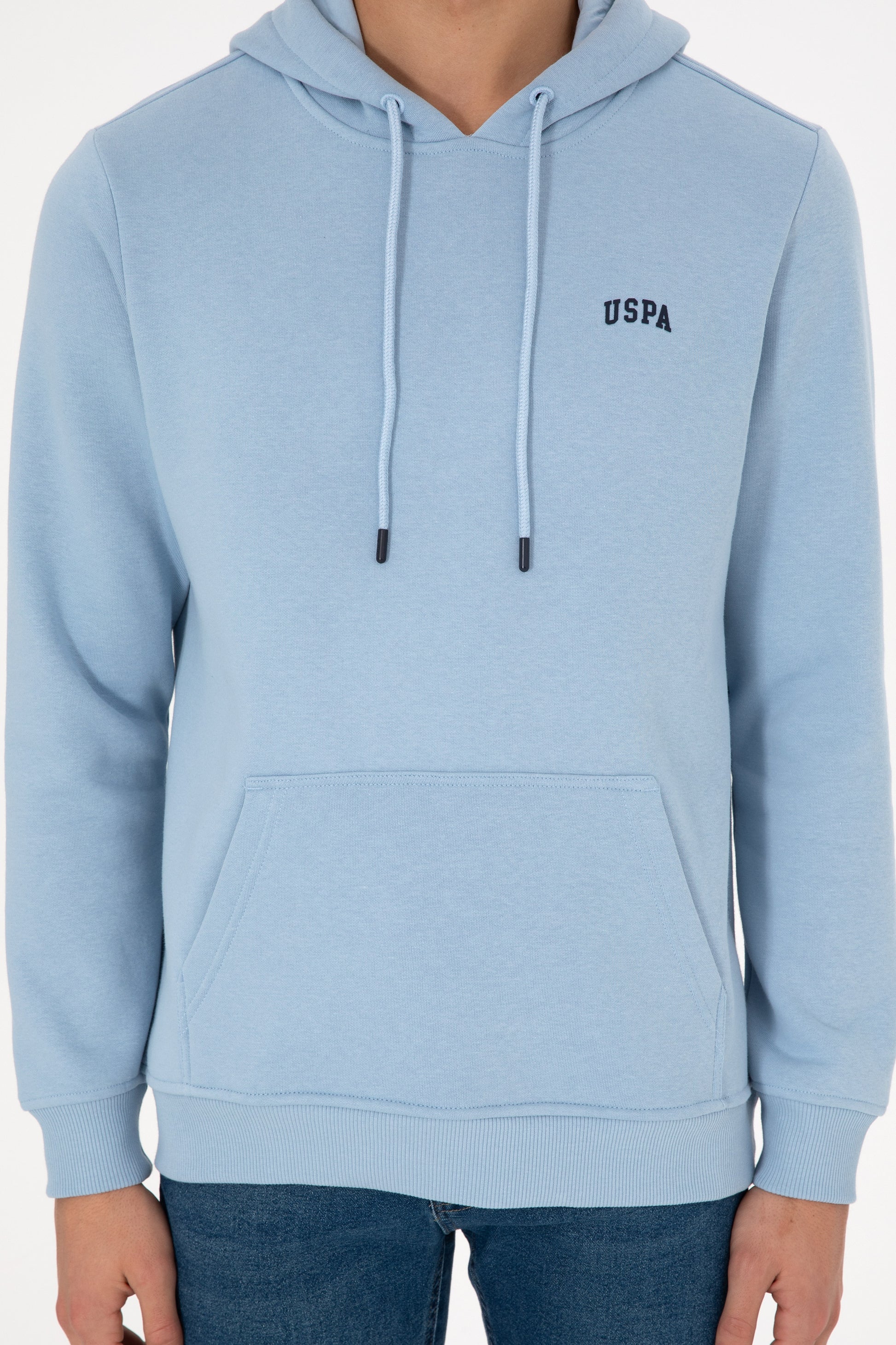 Men's Hooded Light Blue Basic Charcoal Sweatshirt