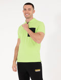 Green Slim Fit Zipper Polo Neck T-Shirt