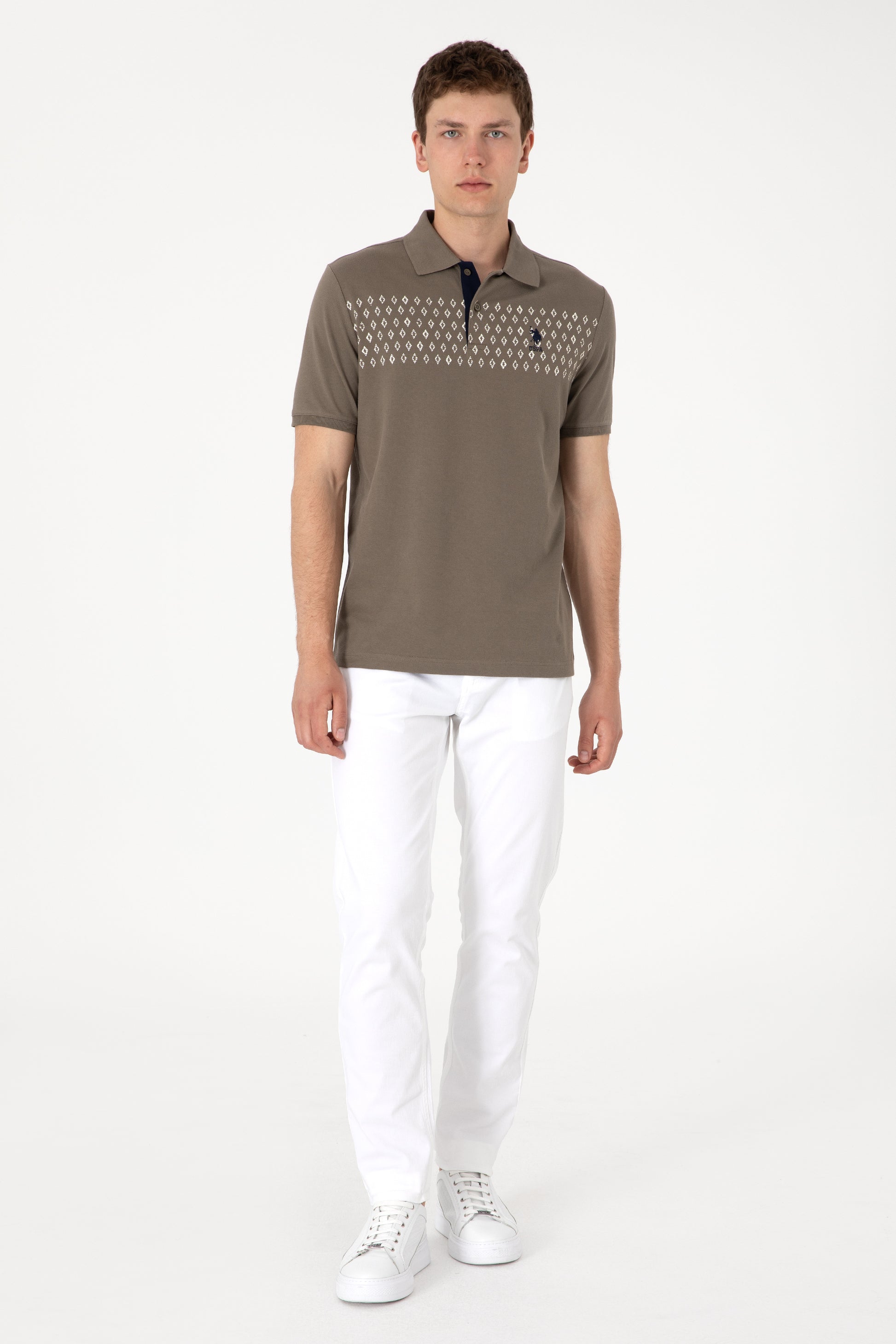 Men's Regular Fit Polo Neck Mink T-Shirt