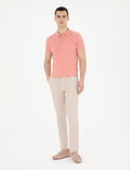 Red Slim Fit Buttoned Polo Neck Knitwear T-Shirt