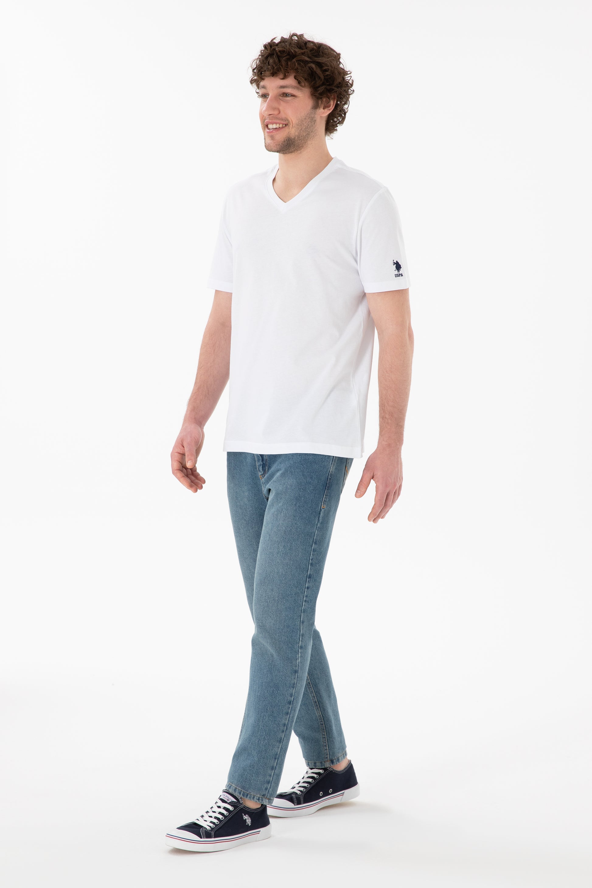 Men's Regular Fit V-Neck Anthracite Basic T-Shirt