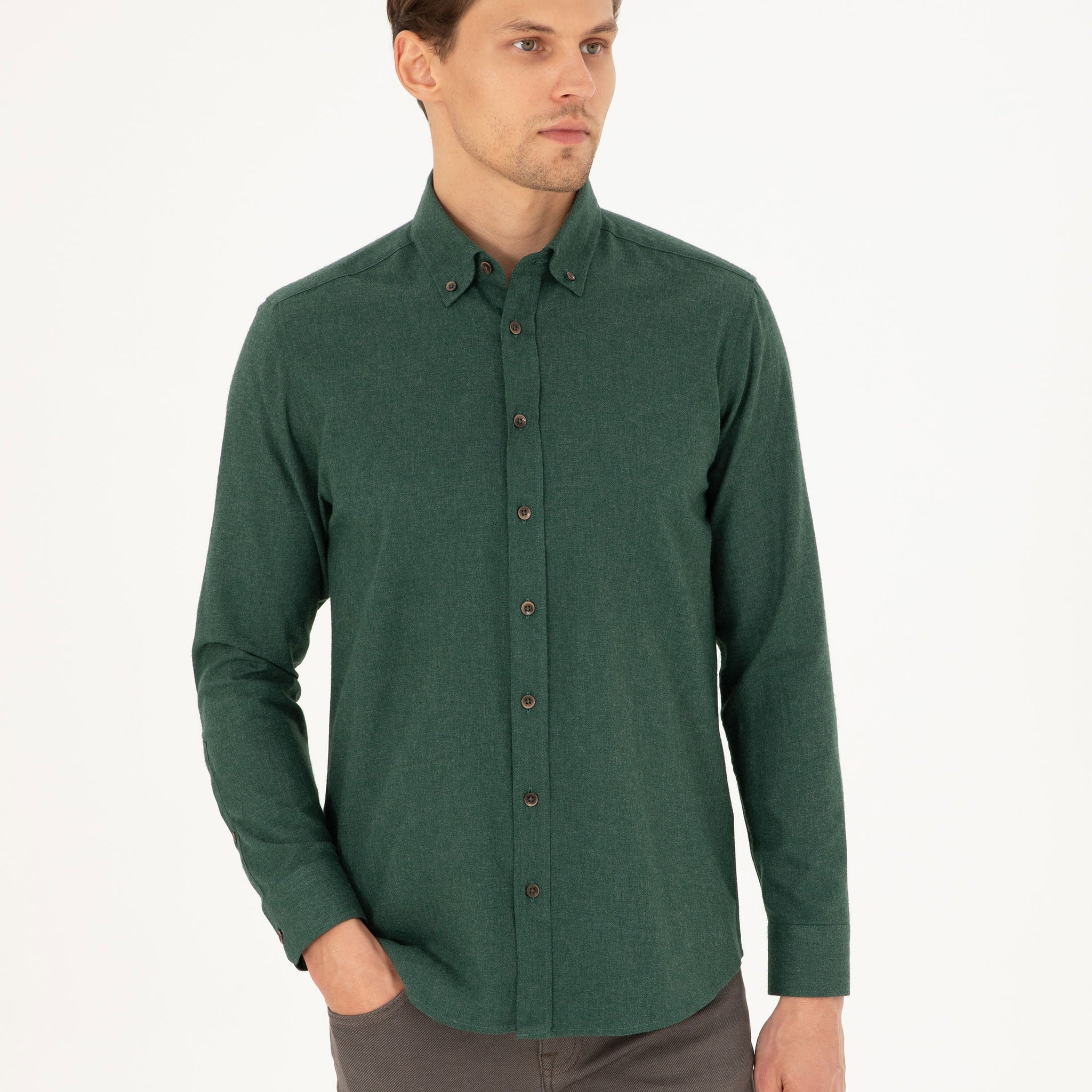 Green Regular Fit Long Sleeve Shirt
