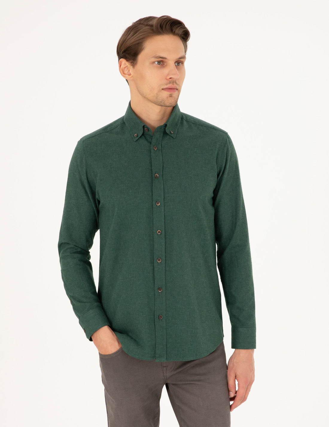 Green Regular Fit Long Sleeve Shirt