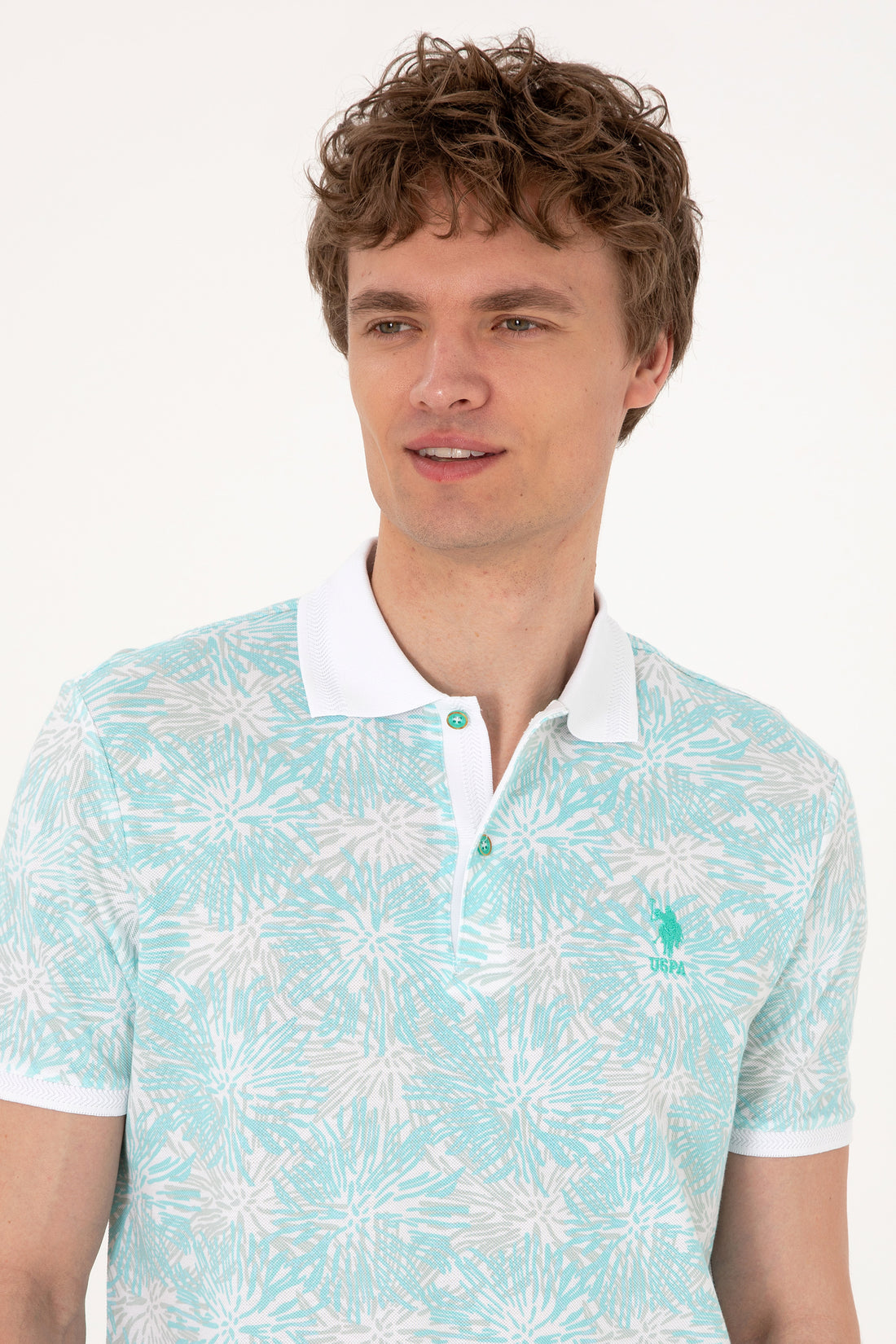 Men's Regular Fit Polo Neck Mint T-Shirt
