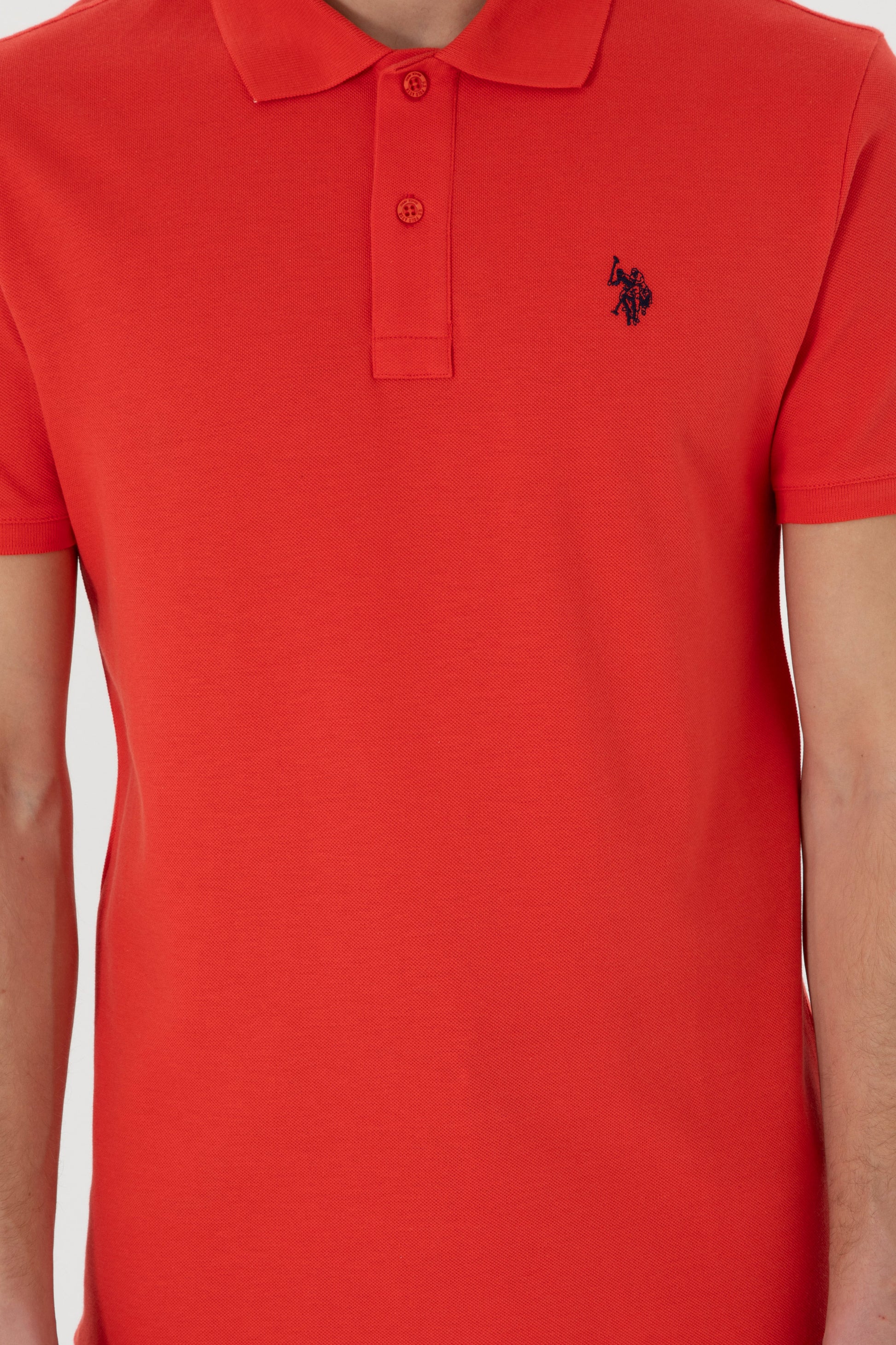 Men's Slim Fit Polo Neck Red Basic T-Shirt