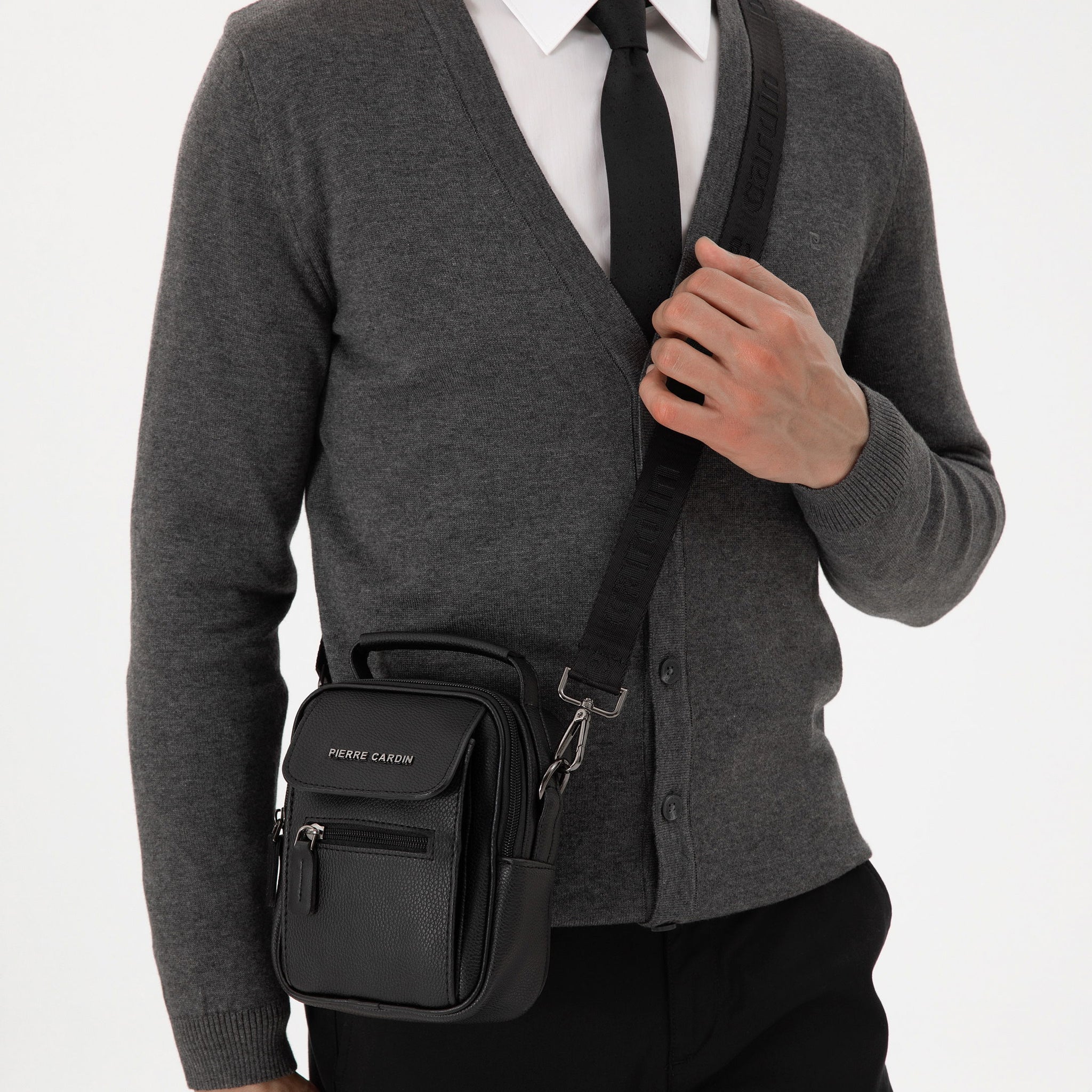 Men's Black Strap Handbag