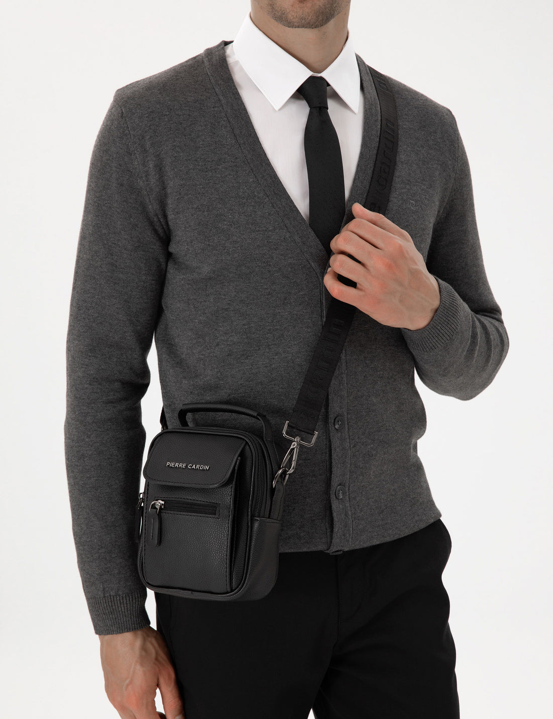 Men's Black Strap Handbag