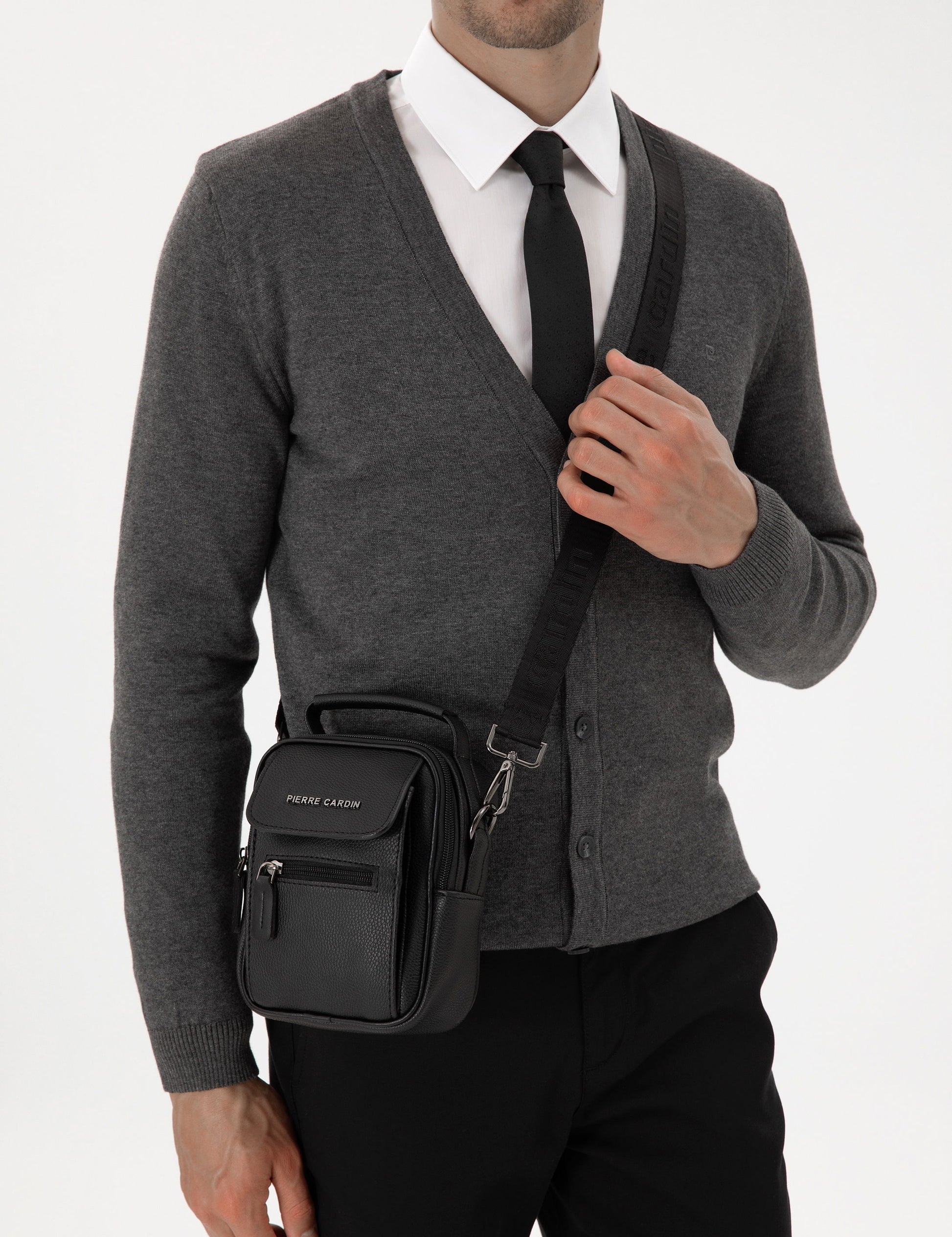 Men's Black Strap Handbag