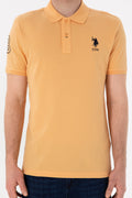 Men's Slim Fit Polo Neck Orange Basic T-Shirt