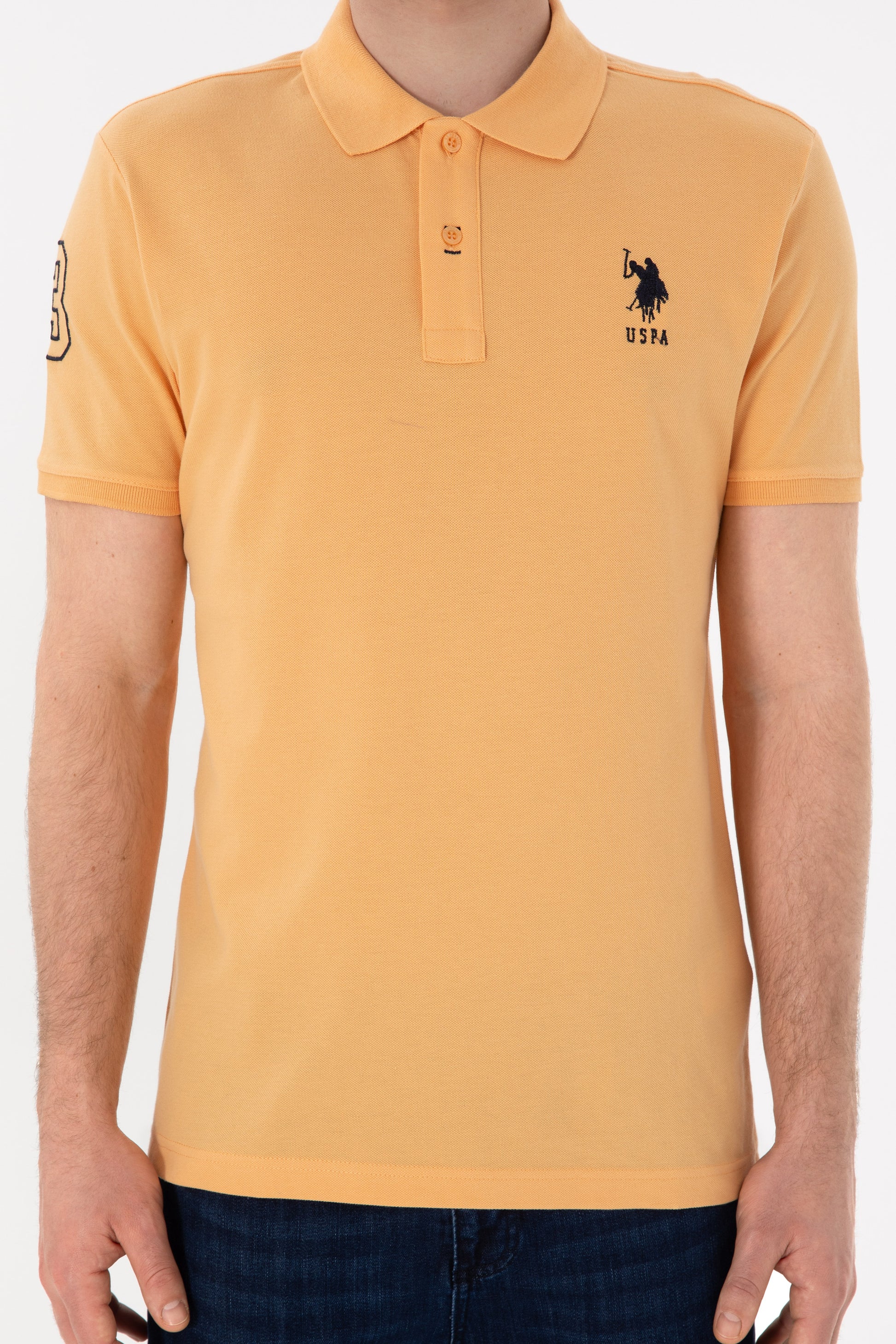 Men's Slim Fit Polo Neck Orange Basic T-Shirt