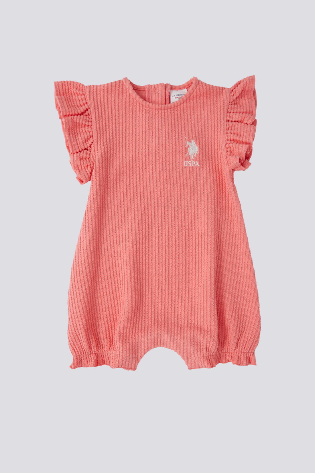 Baby Girl Salmon Ruffle Jumpsuit